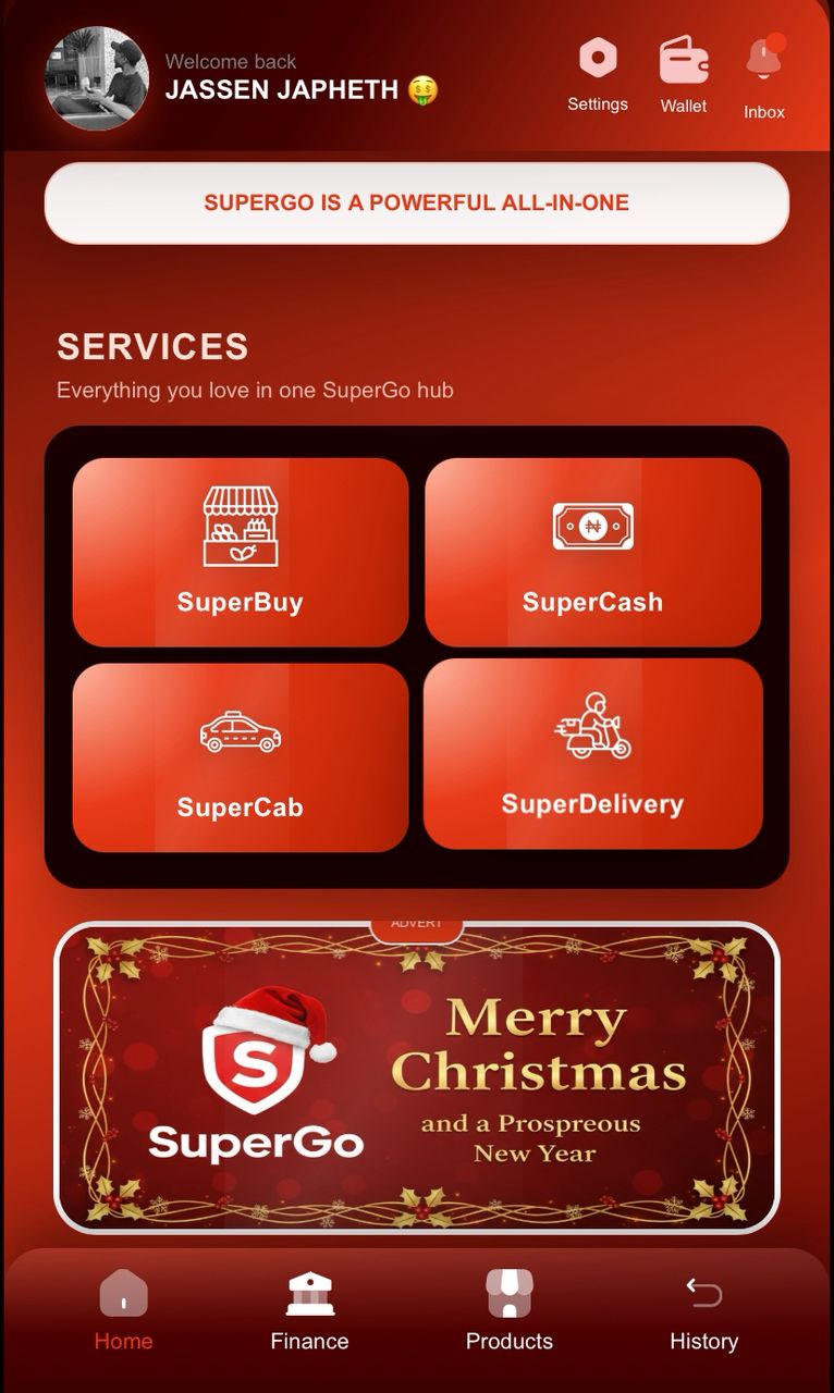 SuperGo app screen 1