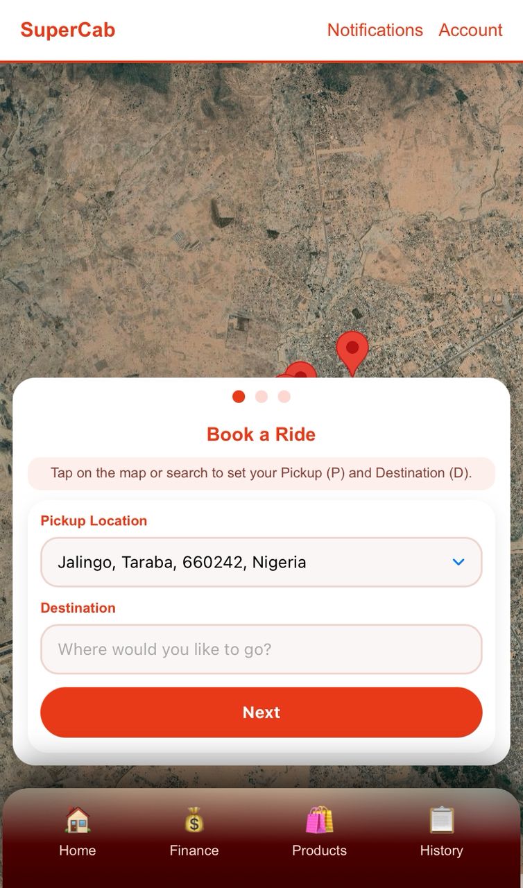 SuperGo app screen 2